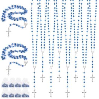 Imagem de Conjunto de 32 rosários de pérolas, rosários de vidro a granel, católicos para mulheres, rosário de Jesus Santa Cruz com sacos de organza, primeira comunhão, batismo, igreja, presente de confirmação
