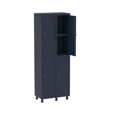 Imagem de Armário Locker 2 Colunas 4 Portas com Prateleira Central com 2 Chaves 