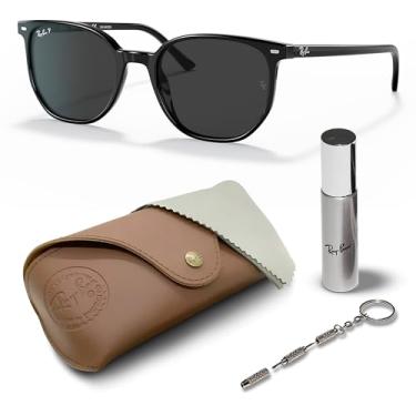 Imagem de Ray-Ban RB2197 ELLIOT Óculos de sol quadrados com kit oficial de óculos, Armação preta polida | Lente preta polarizada, 52 mm