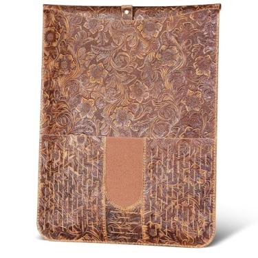 Imagem de Gexmil Capa genuína para laptop de 16 polegadas, 15-15,6 polegadas compatível com MacBook Pro 16 M4 M3 M2 M1, notebook HP Acer Dell, Lenovo, ASUS, bolsa de computador com bolso, marrom floral