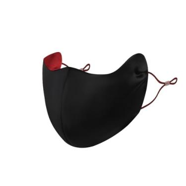 Imagem de SilRiver Máscara de seda Beauty – Proteção solar FPS 50+, adequada para acne e recuperação pós-laser, design de dupla face para pele sensível, Preto e vermelho, tamanho �nico