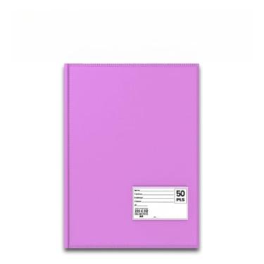 Imagem de Pasta Catálogo Organizadora A4 Com Visor 50 Envelopes Color Documentos Colorida Rosa Bege Pastel(Lilás)