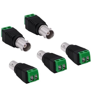 Imagem de YARCHONN Conector BNC fêmea BNC para parafuso sem solda de 2 pinos adaptador de bloco de terminais de vídeo balun conector para câmera de vigilância CCTV DVR TV vídeo - 5 peças (fêmea)