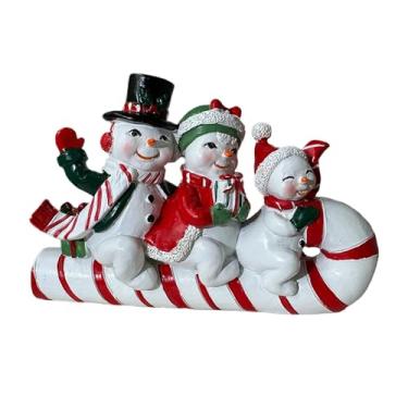 Imagem de Fenteer Boneco de neve de bengala de doces de Natal, enfeite de Natal, decoração de Natal, artesanato, figura decorativa para escritório, feriado interno