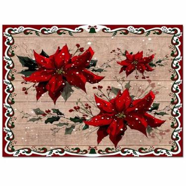 Imagem de KITHOME Tapete de Área 6,5 x 7,5 m, Floral Geométrico Vermelho, Lavável, Antiderrapante, 2'x3'