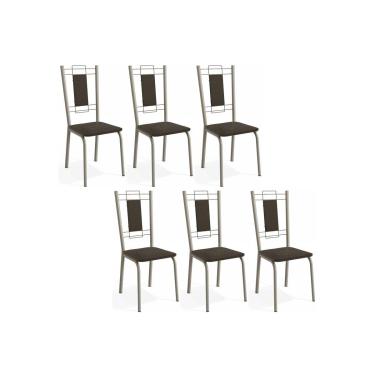 Imagem de Kit 6 Cadeiras Sala Jantar Florença 2C005NK Aço 6 Un Niquel/Marrom 21 - Kappesberg