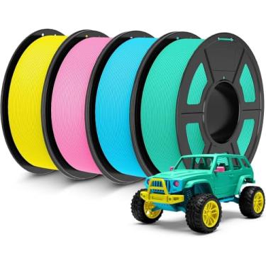 Imagem de JAYO Pacote de filamento PETG fosco rápido de 1,75 mm 4,4 kg, filamento de impressora 3D fosco PETG 4,4 kg, 1,1 kg por carretel, pacote com 4, verde menta + azul celeste + rosa + amarelo