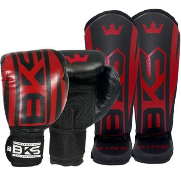 Imagem de Luva Muay Thai Boxe Kickboxing Sparring Caneleira Bks, Vermelho, 12oz