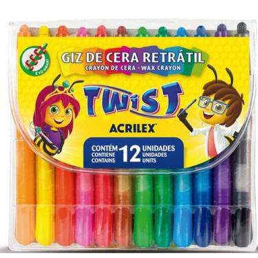 Imagem de Giz de cera Acrilex twist retrátil com 12 cores