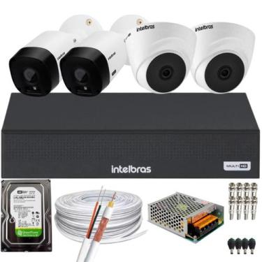 Imagem de Kit 4 câmeras Intelbras 2 internas e 2 externas 20 metros completo alt