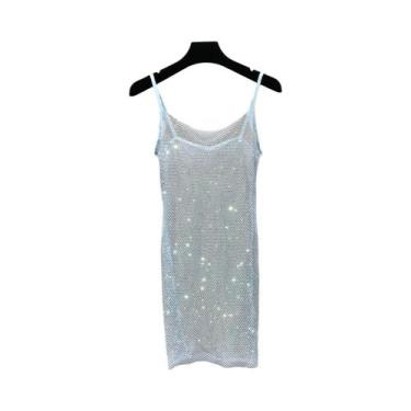 Imagem de Vestido Slim Feminino Com Decoração De Cristal De Diamante Para Balada