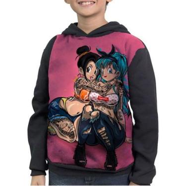 Imagem de Casaco Moletom Infantil Dragon Ball Bulma Chichi Full Print - smoke, P