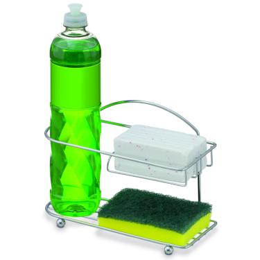 Imagem de Porta Detergente Esponja  Bucha Sabão Organizador Pia Cozinha Suporte Cromado