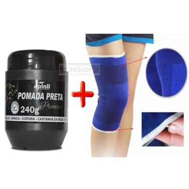 Imagem de Pomada Preta Pote 250g + Joelheira Ortopedica Azul Elastica