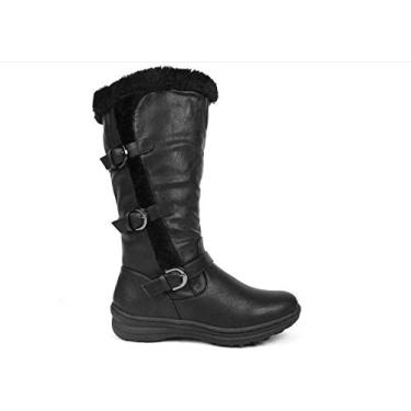 Imagem de Bigfanshu Botas femininas com salto lazer confortável plana vento escolar doce versátil tamanho grande cano baixo neve, Preto, 43 M EU