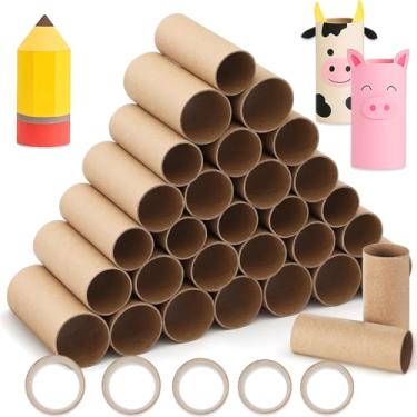 Imagem de Henoyso 50 pacotes de tubos de papelão para artesanato, vários tamanhos, rolos de papel higiênico vazios para artesanato, tubos redondos de papel de papelão para crianças, material escolar, sala de
