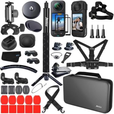 Imagem de Husiway O pacote de acessórios para Insta360 X5 inclui: estojo de transporte magnético de silicone, suportes de bicicleta e almofadas adesivas para câmera Insta 360 X5 62I