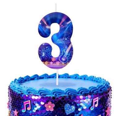 Imagem de Velas azuis de aniversário número 3, topos de bolo com tema de desenho animado para decoração de bolo para meninos e meninas, decorações de aniversário, suprimentos de festa, velas numéricas para