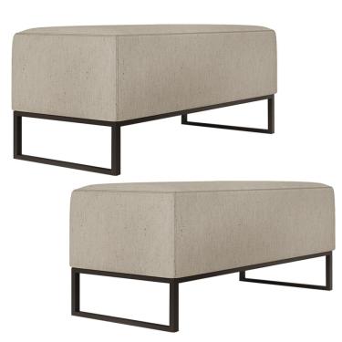 Imagem de Kit 02 Puffs Decorativo Para Sala de Estar Cléo W01 Base de Ferro 90 cm Linho Bege - Lyam Decor