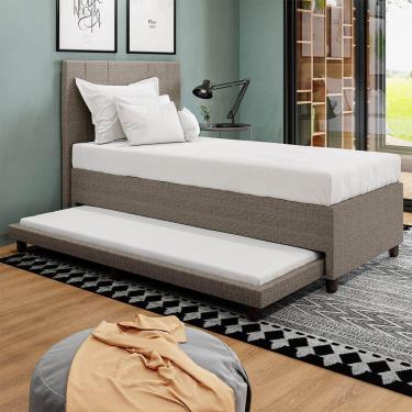 Imagem de Base Cama Box Solteirão Com Cama Auxiliar Linho Skybox Cor Marrom