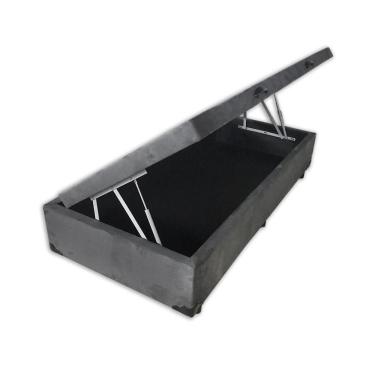 Imagem de Cama Box Baú Solteiro Extremo Reforçado King Design Suede Cinza 88x188x41