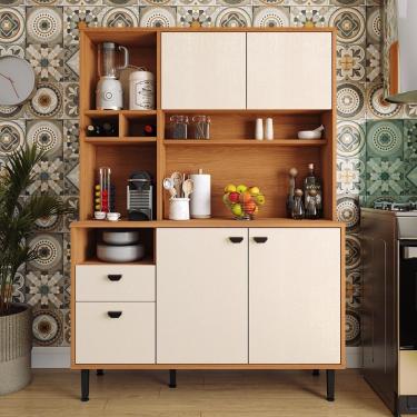 Imagem de Armário De Cozinha Completa Veneza 4 Portas 2 Gavetas - Movelove Jequitiba-areia Jequitiba-areia