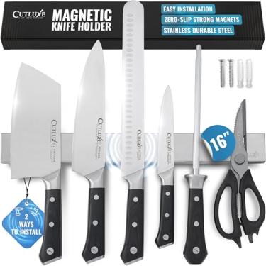 Imagem de Cutluxe Suporte magnético de faca para parede e geladeira – tira magnética de aço inoxidável de 41 cm – comporta até 6,8 kg, fácil de montar, com ímãs ou parafusos fortes