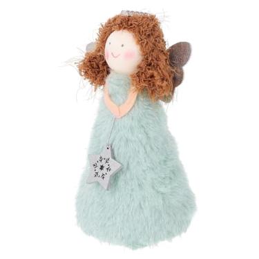 Imagem de Enfeite de árvore de anjo de Natal pequena estatueta de estrela azul decoração festiva de Natal para decoração de casa de férias