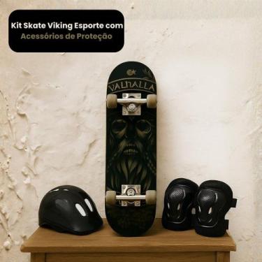 Imagem de Kit Skate Viking Esporte com Acessórios de Proteção Esportivo Crianças