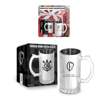 Imagem de Caneca Vidro Reforçado Metalic 480M Time Corinthians Oficial - Brasfoo
