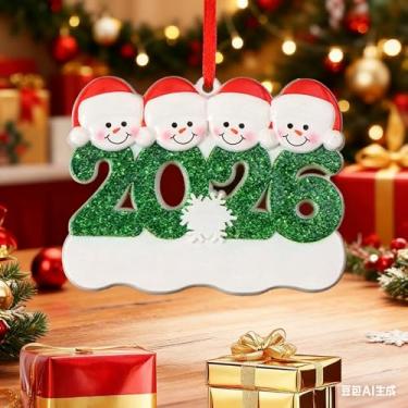Imagem de Pingente de resina 2026 DIY boneco de neve família árvore de Natal enfeites para pendurar casa ano novo decoração de festa suprimentos (quatro pessoas)