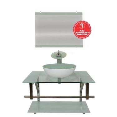 Imagem de Gabinete de Vidro 70cm para Banheiro Bulgária - EKASA, Branco