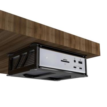 Imagem de CaSZLUTION Suporte de parede e embaixo da mesa para base Thunderbolt CalDigit TS4, suporte de montagem de base de acrílico compatível com CalDigit TS4 Thunderbolt 4 Hub 18 em 1 (apenas suporte preto)