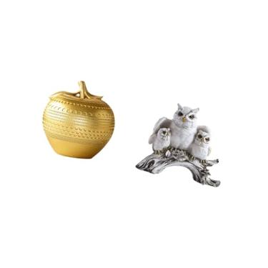 Imagem de Fenteer Escultura Moderna de de Resina, Ornamento Simples de Frutas E Animais para Mesa, Estante, Sala de Jantar, Quarto, Escritório, Sala de Estar, de