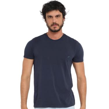 Imagem de Camiseta Ellus Masculina Cotton Fine Basic Logo Azul Marinho-Masculino