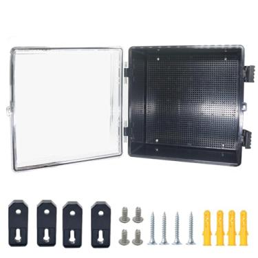 Imagem de Otdorpatio Caixa de junção, capa transparente preta articulada IP67 à prova d'água ABS caixa de projeto com placa de montagem caixa elétrica com suporte de parede 11,8 x 11,8 x 6,7 polegadas (300 x