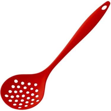 Imagem de Escumadeira de Silicone, Utensílio de Cozinha, Vermelha