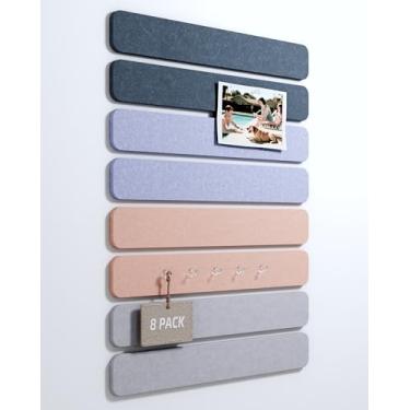 Imagem de Placa de cortiça alternativa de feltro com 8 unidades, 33 x 5 cm, placa de pinos de escritório com 50 pinos, instalação adesiva para porta de quarto e escritório em casa (coleção Old Dream Blues)