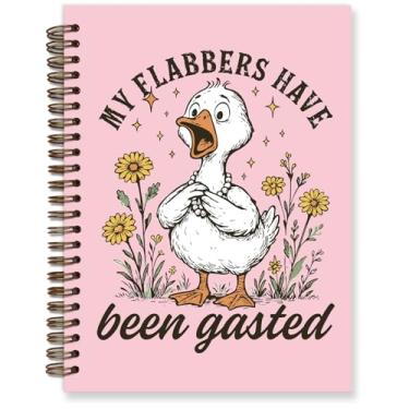 Imagem de TFKFJLF Caderno de ganso engraçado, material escolar fofo rosa para meninas, cadernos fofos para meninas da escola, My Flabbers Have Been Gasted Caderno espiral pautado universitário 14 x 21 cm