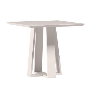 Imagem de Mesa De Jantar Para 4 Lugares 90cm Tampo Quadrado Com Vidro Rubi Off White - New Ceval