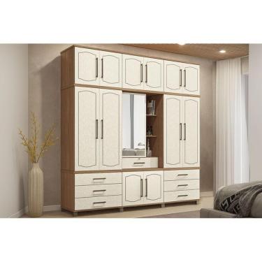 Imagem de Guarda Roupa 13 Portas 1 E 7 Gavetas C/ 1 Espelho Londres Capelinha Jatoba/areia - Santos Andirá