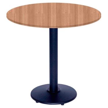 Imagem de Mesa Zeta Ferro Preto 75 Cm (alt) Disco Redondo Tampo Mdp Redondo 80 Cm Larg X 2,5 Cm (alt) Noce Nat