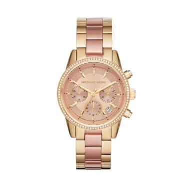Imagem de Michael Kors Bryant Relógio feminino cronógrafo, aço inoxidável e cristal pavé para mul...