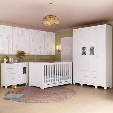 Imagem de Quarto de Bebê Completo com Berço Americano 3 em 1 Ternura Multimóveis MP4647