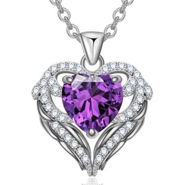 Imagem de Colares com pingente de cristal de pedra do mês de nascimento para mulheres, presente de aniversário dos namorados, dia das mães, colar de namorada, joia de coração de filha, aniversário para ela, ON