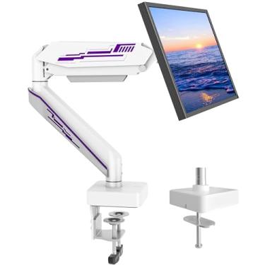 Imagem de Braço de monitor resistente para tela Ultrawide de até 124,5 cm, 20 kg, suporte de mesa com mola a gás, suporte premium totalmente ajustável com braçadeira C, base de ilhós, VESA 75 x 75/100 x 100 mm