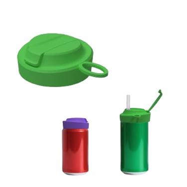 Imagem de Tampa de lata de refrigerante com palha, capas de silicone reutilizáveis com tampa de lata sem BPA, tampa de lata portátil à prova de vazamento para coca, refrigerante, cerveja, suco e outras bebidas