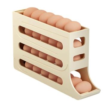 Imagem de Apoio para Ovos de 4 Andares Geladeira - Organizador com Rolamento Automático Dispenser Economia Espaço Container Grande Capacidade 30 Refrigerador Fácil Pegar 1 Pacote