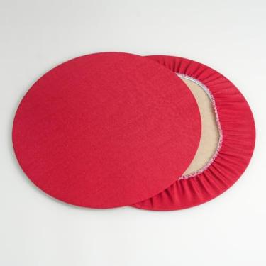 Imagem de Sousplat Kit 2 Peças, Base MDF e Capa Oxford Maquinetado, 35cm Diâmetro, Decorativo para Mesa Posta, Poliéster Lavável (Vermelho)