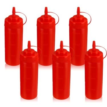 Imagem de WELKOR Garrafas de apertar para molhos, dispensador de condimentos à prova de vazamento, conjunto de garrafas de espremer de restaurante sem BPA com boca larga para ketchup, mostarda, xarope, molhos